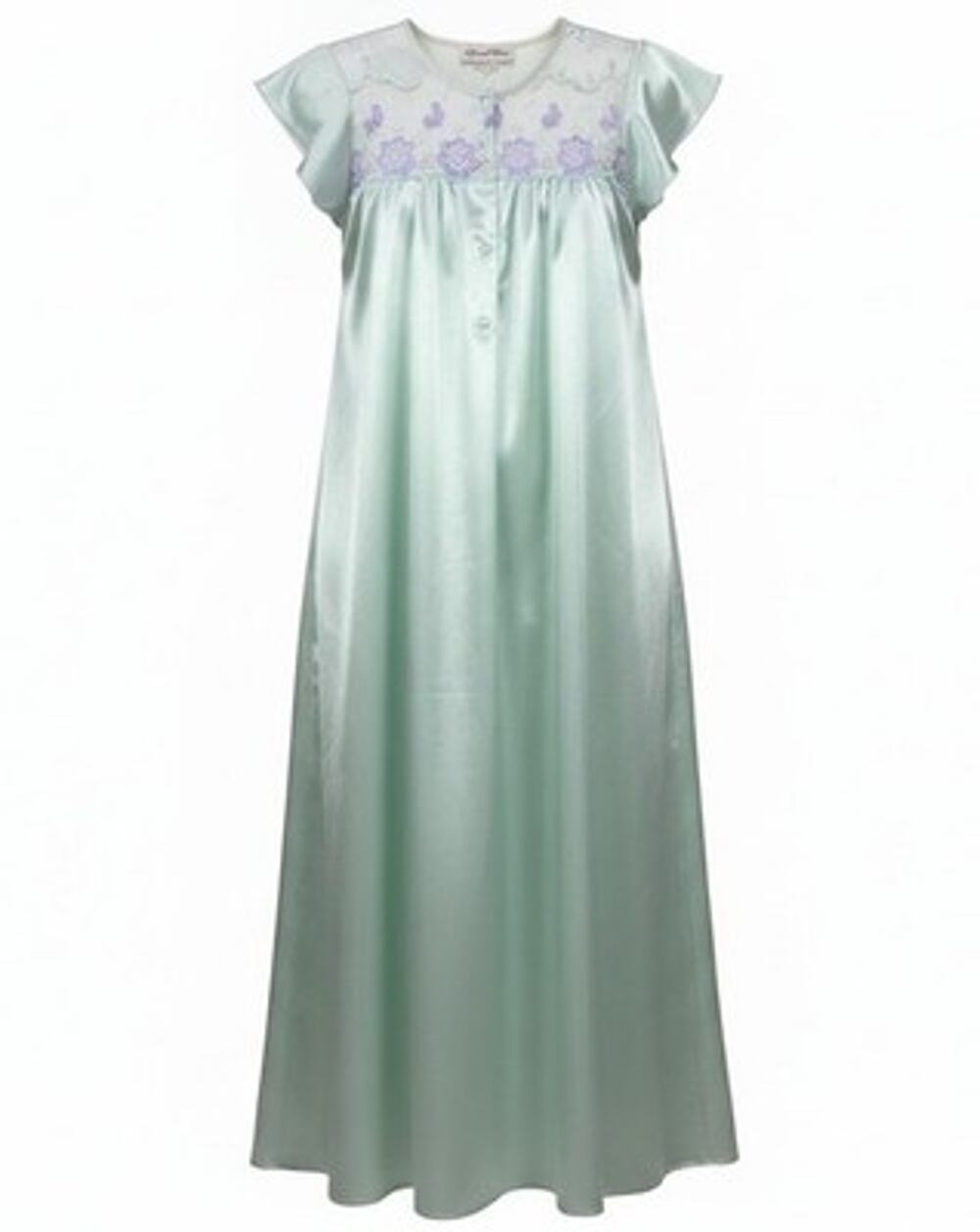 VTG 80s Oscar de la Renta Nylon Nightgown Lace Embroidery Modest Cottage Granny